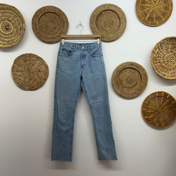 $188 AGOLDE Revolve High Waist Raw Edge Cherie High Rise Straight Jeans 27 - Picture 2 of 8